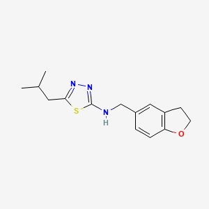 molecular formula C15H19N3OS B6630516 N-(2,3-dihydro-1-benzofuran-5-ylmethyl)-5-(2-methylpropyl)-1,3,4-thiadiazol-2-amine 