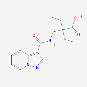 molecular formula C15H19N3O3 B6630518 2-Ethyl-2-[(pyrazolo[1,5-a]pyridine-3-carbonylamino)methyl]butanoic acid 