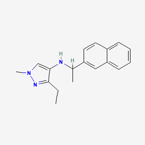 molecular formula C18H21N3 B6630543 3-ethyl-1-methyl-N-(1-naphthalen-2-ylethyl)pyrazol-4-amine 