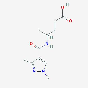 molecular formula C11H17N3O3 B6630567 4-[(1,3-Dimethylpyrazole-4-carbonyl)amino]pentanoic acid 