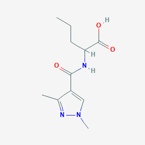 molecular formula C11H17N3O3 B6630578 2-[(1,3-Dimethylpyrazole-4-carbonyl)amino]pentanoic acid 