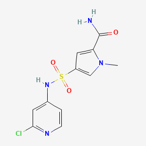 molecular formula C11H11ClN4O3S B6630644 4-[(2-Chloropyridin-4-yl)sulfamoyl]-1-methylpyrrole-2-carboxamide 