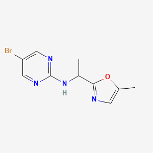 molecular formula C10H11BrN4O B6630664 5-bromo-N-[1-(5-methyl-1,3-oxazol-2-yl)ethyl]pyrimidin-2-amine 