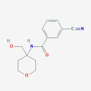 3-cyano-N-[4-(hydroxymethyl)oxan-4-yl]benzamide