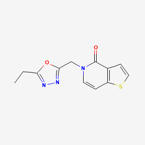 molecular formula C12H11N3O2S B6630757 5-[(5-Ethyl-1,3,4-oxadiazol-2-yl)methyl]thieno[3,2-c]pyridin-4-one 