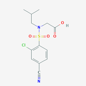 molecular formula C13H15ClN2O4S B6630894 2-[(2-Chloro-4-cyanophenyl)sulfonyl-(2-methylpropyl)amino]acetic acid 