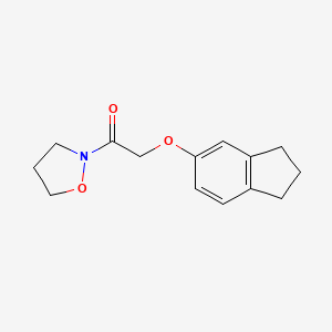 molecular formula C14H17NO3 B6630973 2-(2,3-dihydro-1H-inden-5-yloxy)-1-(1,2-oxazolidin-2-yl)ethanone 