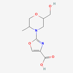 molecular formula C10H14N2O5 B6630994 2-[2-(Hydroxymethyl)-5-methylmorpholin-4-yl]-1,3-oxazole-4-carboxylic acid 