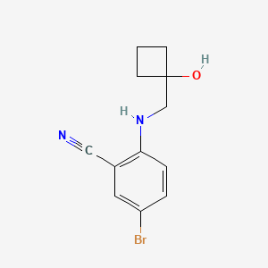 molecular formula C12H13BrN2O B6631017 5-Bromo-2-[(1-hydroxycyclobutyl)methylamino]benzonitrile 