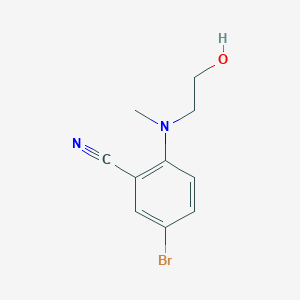 molecular formula C10H11BrN2O B6631024 5-Bromo-2-[2-hydroxyethyl(methyl)amino]benzonitrile 