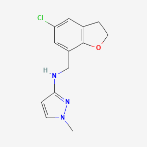 molecular formula C13H14ClN3O B6631026 N-[(5-chloro-2,3-dihydro-1-benzofuran-7-yl)methyl]-1-methylpyrazol-3-amine 