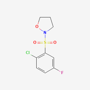 molecular formula C9H9ClFNO3S B6631061 2-(2-Chloro-5-fluorophenyl)sulfonyl-1,2-oxazolidine 