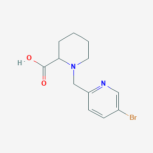 molecular formula C12H15BrN2O2 B6631107 1-[(5-Bromopyridin-2-yl)methyl]piperidine-2-carboxylic acid 