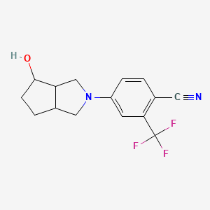 molecular formula C15H15F3N2O B6631150 4-(4-hydroxy-3,3a,4,5,6,6a-hexahydro-1H-cyclopenta[c]pyrrol-2-yl)-2-(trifluoromethyl)benzonitrile 