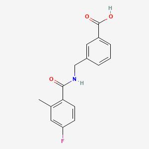 molecular formula C16H14FNO3 B6631188 3-[[(4-Fluoro-2-methylbenzoyl)amino]methyl]benzoic acid 