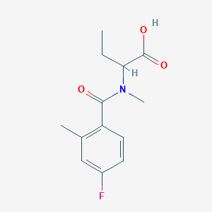 molecular formula C13H16FNO3 B6631189 2-[(4-Fluoro-2-methylbenzoyl)-methylamino]butanoic acid 
