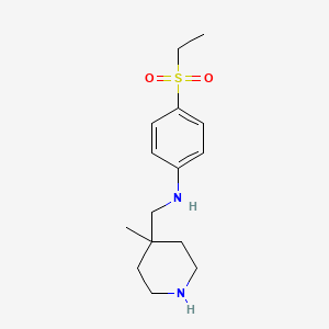 molecular formula C15H24N2O2S B6631206 4-ethylsulfonyl-N-[(4-methylpiperidin-4-yl)methyl]aniline 