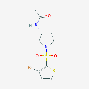 molecular formula C10H13BrN2O3S2 B6631224 N-[1-(3-bromothiophen-2-yl)sulfonylpyrrolidin-3-yl]acetamide 