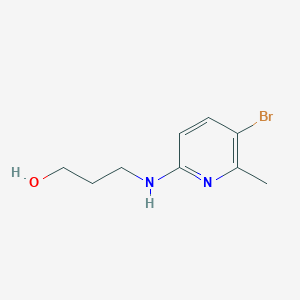 molecular formula C9H13BrN2O B6631316 3-[(5-Bromo-6-methylpyridin-2-yl)amino]propan-1-ol 