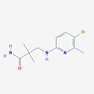 molecular formula C11H16BrN3O B6631367 3-[(5-Bromo-6-methylpyridin-2-yl)amino]-2,2-dimethylpropanamide 