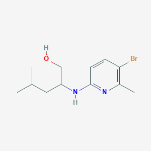 molecular formula C12H19BrN2O B6631379 2-[(5-Bromo-6-methylpyridin-2-yl)amino]-4-methylpentan-1-ol 