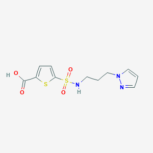 molecular formula C11H13N3O4S2 B6631402 5-(3-Pyrazol-1-ylpropylsulfamoyl)thiophene-2-carboxylic acid 