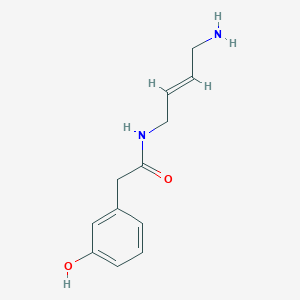 molecular formula C12H16N2O2 B6631482 N-[(E)-4-aminobut-2-enyl]-2-(3-hydroxyphenyl)acetamide 