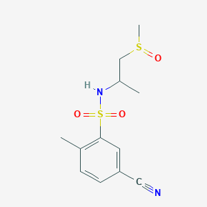 molecular formula C12H16N2O3S2 B6631493 5-cyano-2-methyl-N-(1-methylsulfinylpropan-2-yl)benzenesulfonamide 
