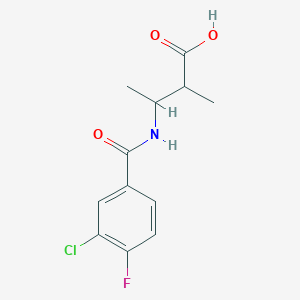 molecular formula C12H13ClFNO3 B6631567 3-[(3-Chloro-4-fluorobenzoyl)amino]-2-methylbutanoic acid 