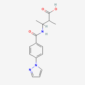molecular formula C15H17N3O3 B6631574 2-Methyl-3-[(4-pyrazol-1-ylbenzoyl)amino]butanoic acid 