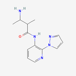 molecular formula C13H17N5O B6631580 3-amino-2-methyl-N-(2-pyrazol-1-ylpyridin-3-yl)butanamide 