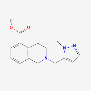 molecular formula C15H17N3O2 B6631671 2-[(2-methylpyrazol-3-yl)methyl]-3,4-dihydro-1H-isoquinoline-5-carboxylic acid 