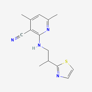molecular formula C14H16N4S B6631699 4,6-Dimethyl-2-[2-(1,3-thiazol-2-yl)propylamino]pyridine-3-carbonitrile 