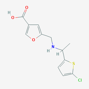 molecular formula C12H12ClNO3S B6631762 5-[[1-(5-Chlorothiophen-2-yl)ethylamino]methyl]furan-3-carboxylic acid 