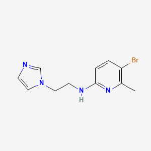 molecular formula C11H13BrN4 B6631771 5-bromo-N-(2-imidazol-1-ylethyl)-6-methylpyridin-2-amine 