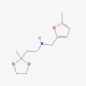 molecular formula C12H19NO3 B6631810 2-(2-methyl-1,3-dioxolan-2-yl)-N-[(5-methylfuran-2-yl)methyl]ethanamine 