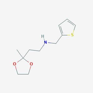 molecular formula C11H17NO2S B6631820 2-(2-methyl-1,3-dioxolan-2-yl)-N-(thiophen-2-ylmethyl)ethanamine 