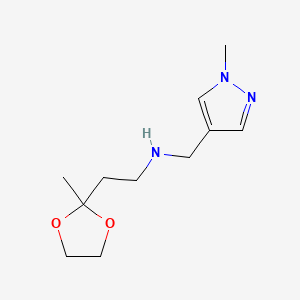 molecular formula C11H19N3O2 B6631825 2-(2-methyl-1,3-dioxolan-2-yl)-N-[(1-methylpyrazol-4-yl)methyl]ethanamine 