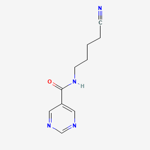 molecular formula C10H12N4O B6631834 N-(4-cyanobutyl)pyrimidine-5-carboxamide 