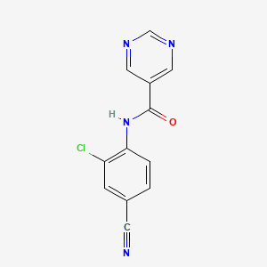 molecular formula C12H7ClN4O B6631848 N-(2-chloro-4-cyanophenyl)pyrimidine-5-carboxamide 