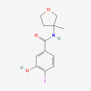 molecular formula C12H14INO3 B6631892 3-hydroxy-4-iodo-N-(3-methyloxolan-3-yl)benzamide 