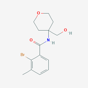 molecular formula C14H18BrNO3 B6631902 2-bromo-N-[4-(hydroxymethyl)oxan-4-yl]-3-methylbenzamide 