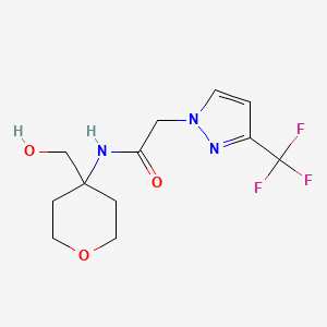 molecular formula C12H16F3N3O3 B6631916 N-[4-(hydroxymethyl)oxan-4-yl]-2-[3-(trifluoromethyl)pyrazol-1-yl]acetamide 