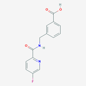 molecular formula C14H11FN2O3 B6631933 3-[[(5-Fluoropyridine-2-carbonyl)amino]methyl]benzoic acid 