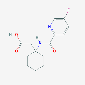 molecular formula C14H17FN2O3 B6631949 2-[1-[(5-Fluoropyridine-2-carbonyl)amino]cyclohexyl]acetic acid 