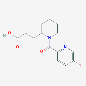molecular formula C14H17FN2O3 B6631954 3-[1-(5-Fluoropyridine-2-carbonyl)piperidin-2-yl]propanoic acid 