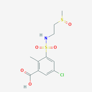molecular formula C11H14ClNO5S2 B6632010 5-Chloro-2-methyl-3-(2-methylsulfinylethylsulfamoyl)benzoic acid 