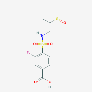 molecular formula C11H14FNO5S2 B6632023 3-Fluoro-4-(2-methylsulfinylpropylsulfamoyl)benzoic acid 