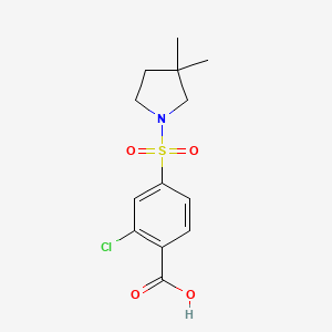 molecular formula C13H16ClNO4S B6632029 2-Chloro-4-(3,3-dimethylpyrrolidin-1-yl)sulfonylbenzoic acid 