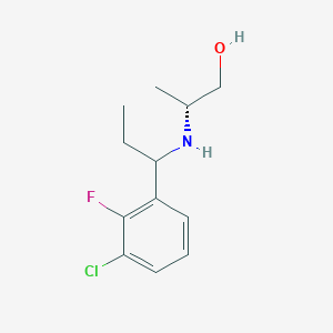 molecular formula C12H17ClFNO B6632059 (2R)-2-[1-(3-chloro-2-fluorophenyl)propylamino]propan-1-ol 